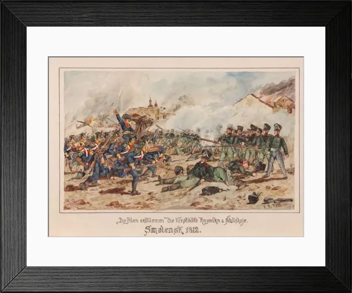 Framed Print : Polish forces storm the suburbs of Smolensk in 1812 Framed Print : Polish forces storm the suburbs of Smolensk in 1812