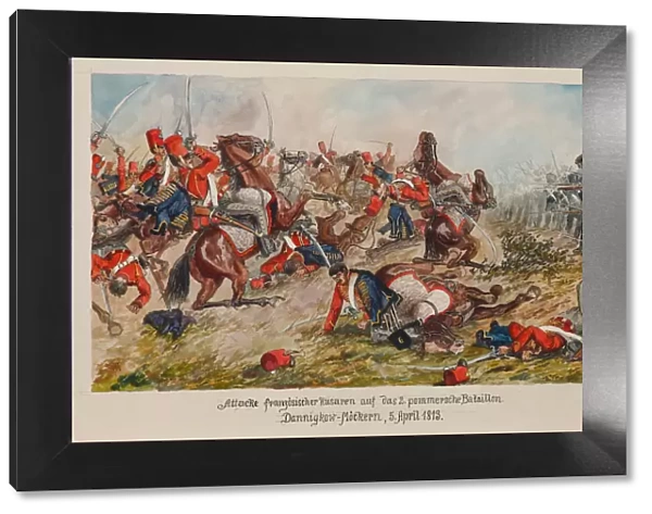 The attack of the French hussars on the 2nd Pomeranian Battalion. Dannigkow-Mockern, 5 April 1813