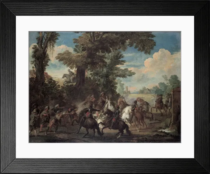 Framed Print : The Fight between Arquebusiers and cavalry Framed Print : The Fight between Arquebusiers and cavalry