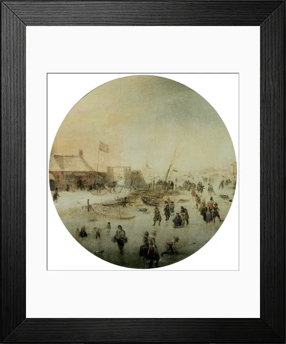 Framed Print : Winter landscape with skaters Framed Print : Winter landscape with skaters
