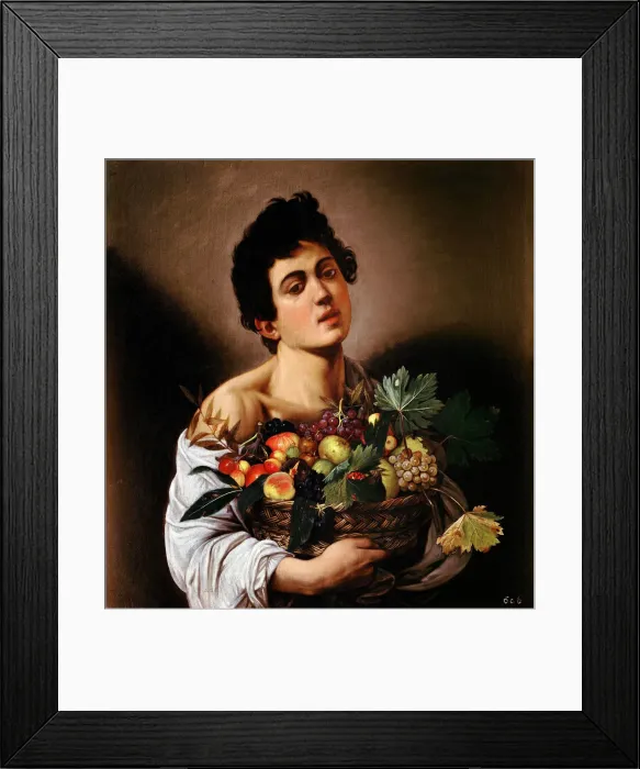 Framed Print : Boy with a Basket of Fruit Framed Print : Boy with a Basket of Fruit