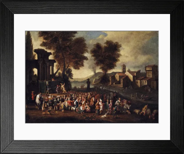 Framed Print : Commedia dell arte Scene in an Italian Landscape