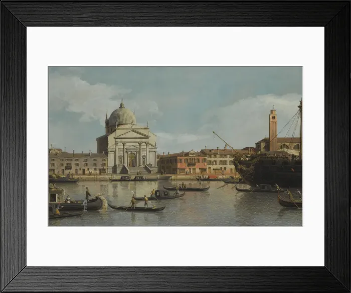Framed Print : Venice, a view of the Churches of the Redentore and San Giacomo, with a moored Man-of-war, gondolas Framed Print : Venice, a view of the Churches of the Redentore and San Giacomo, with a moored Man-of-war, gondolas