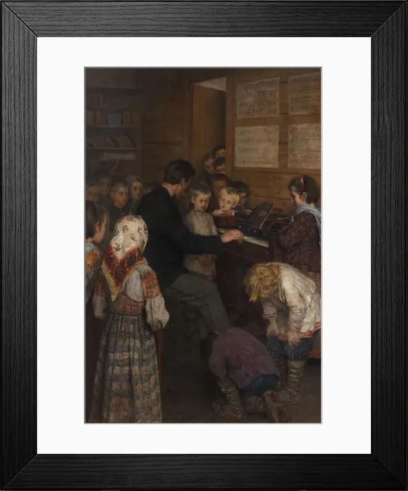 Framed Print : Singing lesson at the village school