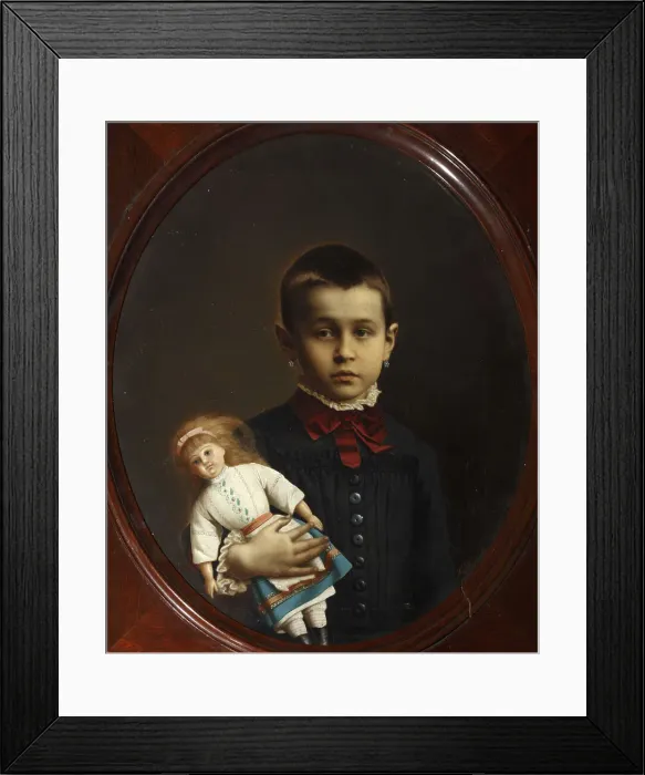 Framed Print : Portrait of a Girl With Doll In Her Hand Framed Print : Portrait of a Girl With Doll In Her Hand