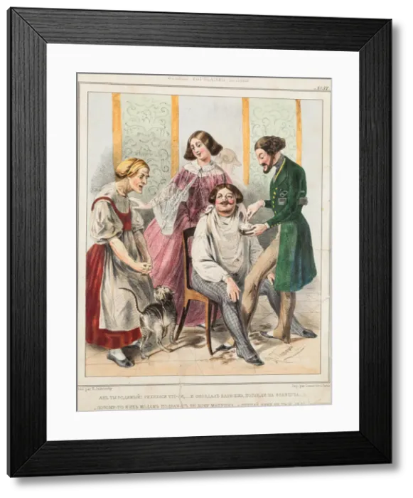 Framed Print : French barber in Russia Framed Print : French barber in Russia
