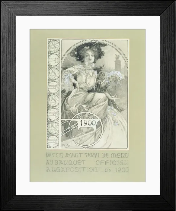 Framed Print : Official Banquet of the Paris International Exhibition 1900. Design for the menu Framed Print : Official Banquet of the Paris International Exhibition 1900. Design for the menu