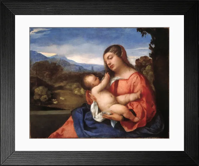 Framed Print : Madonna and Child in a Landscape Framed Print : Madonna and Child in a Landscape