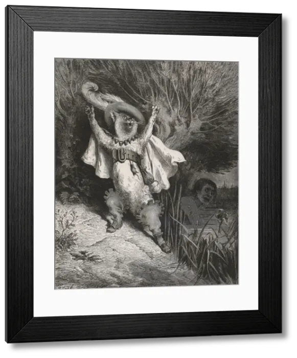 Framed Print : Illustration for Le Maitre chat ou le chat botte by Charles Perrault Framed Print : Illustration for Le Maitre chat ou le chat botte by Charles Perrault