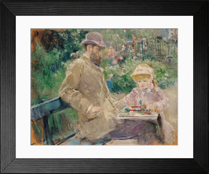 Framed Print : Eugene Manet and His Daughter in the Garden at Bougival