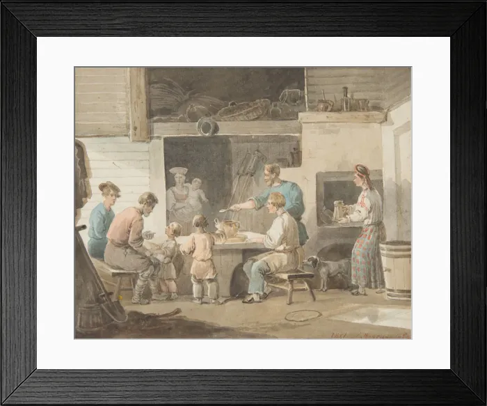 Framed Print : Lunchtime, 1821. Artist: Venetsianov, Alexei Gavrilovich (1780-1847) Framed Print : Lunchtime, 1821. Artist: Venetsianov, Alexei Gavrilovich (1780-1847)