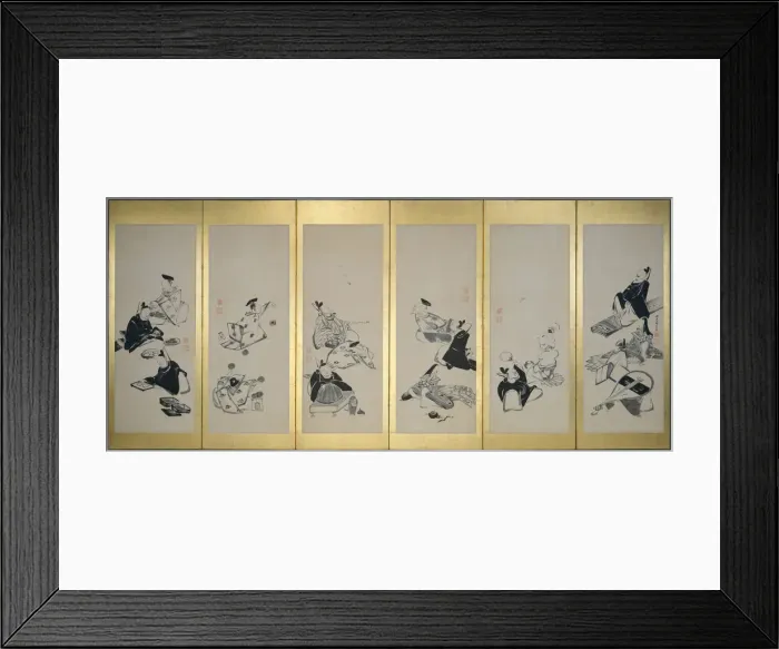 Framed Print : The Thirty-Six Immortal Poets, 1798. Artist: Jakuchu, Ito (1716-1800) Framed Print : The Thirty-Six Immortal Poets, 1798. Artist: Jakuchu, Ito (1716-1800)