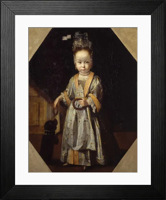 Framed Print : Portrait of little girl with puppy. Artist: Cittadini, Pierfrancesco (1616-1681)