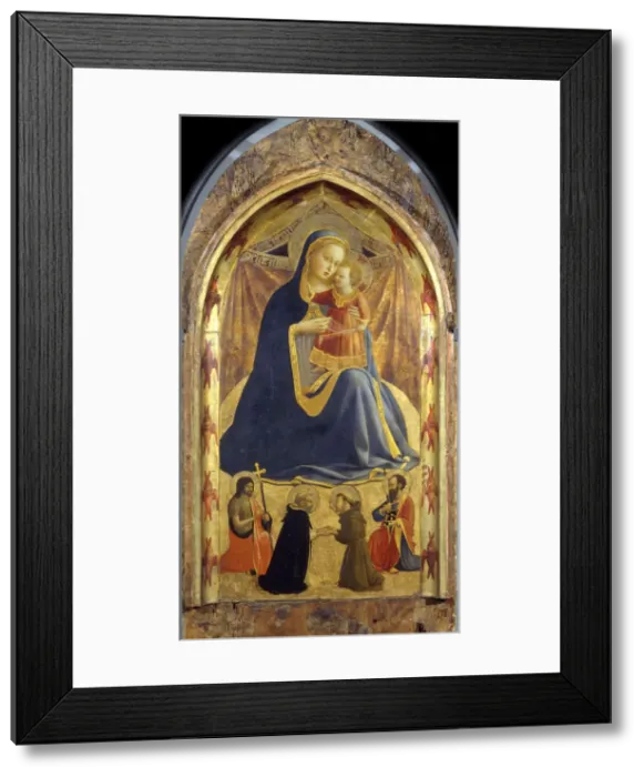 Framed Print : Virgin and Child with Saints John the Baptist, Dominic, Francis and Paul, c. 1425. Artist: Angelico, Fra Giovanni, da Fiesole (ca. 1400-1455) Framed Print : Virgin and Child with Saints John the Baptist, Dominic, Francis and Paul, c. 1425. Artist: Angelico, Fra Giovanni, da Fiesole (ca. 1400-1455)