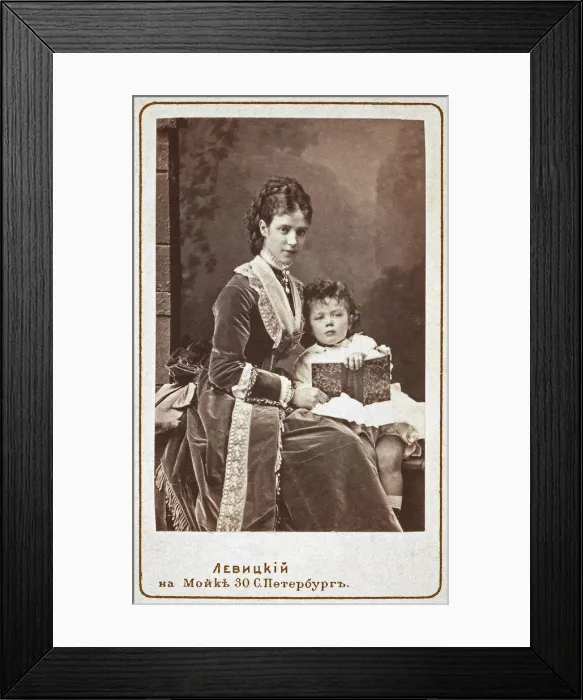 Framed Print : Empress Maria Fyodorovna (Dagmar of Denmark) (1847-1928) with son Nicholas Alexandrovich of Russia, Artist: Levitsky, Sergei Lvovich (1819-1898) Framed Print : Empress Maria Fyodorovna (Dagmar of Denmark) (1847-1928) with son Nicholas Alexandrovich of Russia, Artist: Levitsky, Sergei Lvovich (1819-1898)
