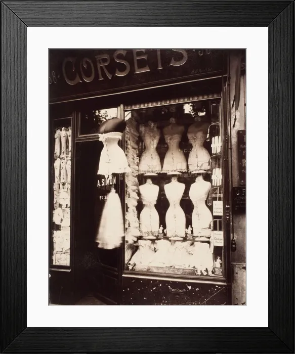 Framed Print : Corsets. Boulevard de Strasbourg, 1912. Artist: Atget, Eugene (1857-1927) Framed Print : Corsets. Boulevard de Strasbourg, 1912. Artist: Atget, Eugene (1857-1927)