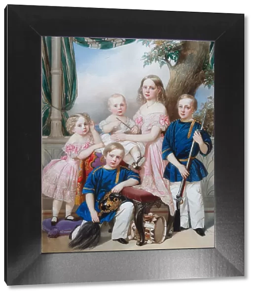 Children of Duke Peter of Oldenburg (1812?1881): Alexandra, Katharine, Nikolaus, Alexander and Georg Artist: Hau (Gau), Vladimir Ivanovich (1816-1895)