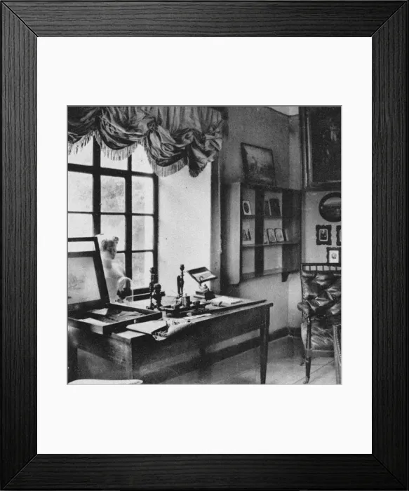 Framed Print : Ostafyevo Estate. The Desk of Alexander Pushkin, End of 19th century. Artist: Anonymous Framed Print : Ostafyevo Estate. The Desk of Alexander Pushkin, End of 19th century. Artist: Anonymous