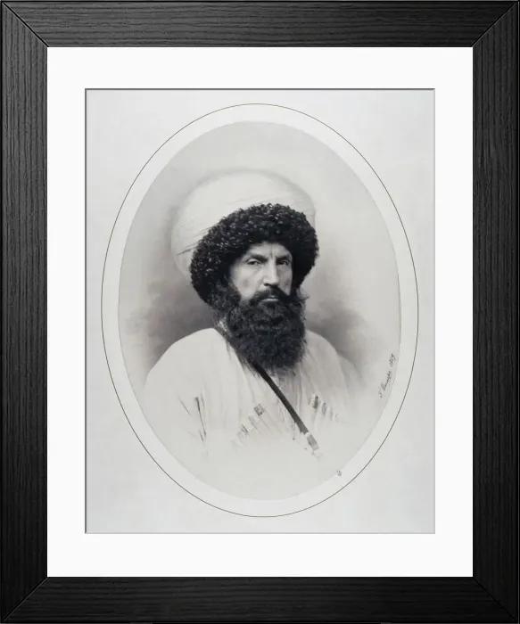Framed Print : Portrait of the Imam Shamil (1797-1871), 1859. Artist: Deniere, Andrei (Heinrich-Johann) (1820-1892) Framed Print : Portrait of the Imam Shamil (1797-1871), 1859. Artist: Deniere, Andrei (Heinrich-Johann) (1820-1892)