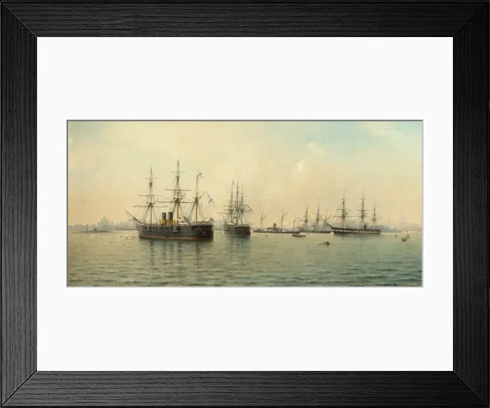 Framed Print : Cruisers Minin and Kronstadt. Artist: Blinov, Leonid Demyanovich (1868-1903) Framed Print : Cruisers Minin and Kronstadt. Artist: Blinov, Leonid Demyanovich (1868-1903)