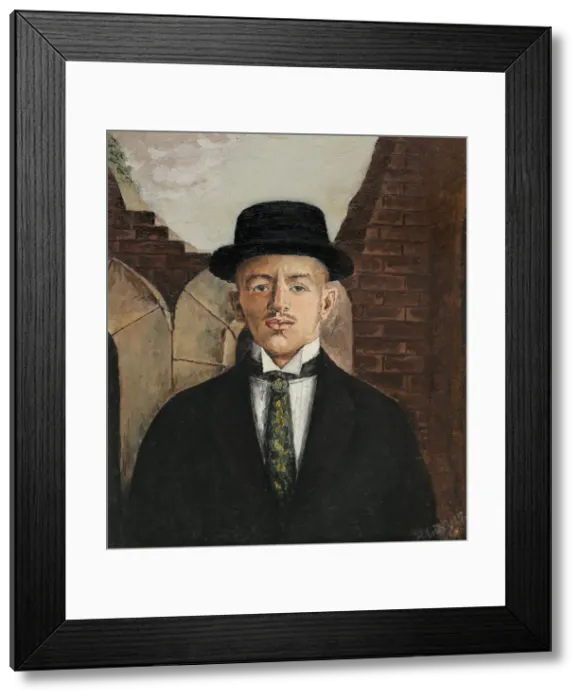 Framed Print : Portrait of the poet Vasili Kamensky (1884-1961) in a Top Hat, 1917. Artist: Shiman, Eduard Gustavovich (1885-1942) Framed Print : Portrait of the poet Vasili Kamensky (1884-1961) in a Top Hat, 1917. Artist: Shiman, Eduard Gustavovich (1885-1942)