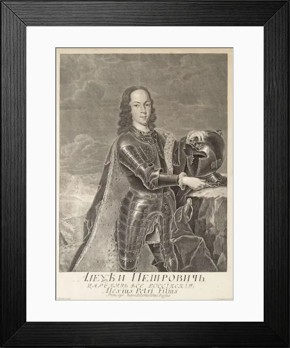 Framed Print : Portrait of Tsarevich Alexei Petrovich of Russia (1690-1718), c. 1740. Artist: Wortmann, Christian Albrecht (1680-1760) Framed Print : Portrait of Tsarevich Alexei Petrovich of Russia (1690-1718), c. 1740. Artist: Wortmann, Christian Albrecht (1680-1760)