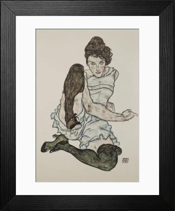 Framed Print : Seated Woman with Legs Drawn Up, 1917. Artist: Schiele, Egon (1890-1918) Framed Print : Seated Woman with Legs Drawn Up, 1917. Artist: Schiele, Egon (1890-1918)