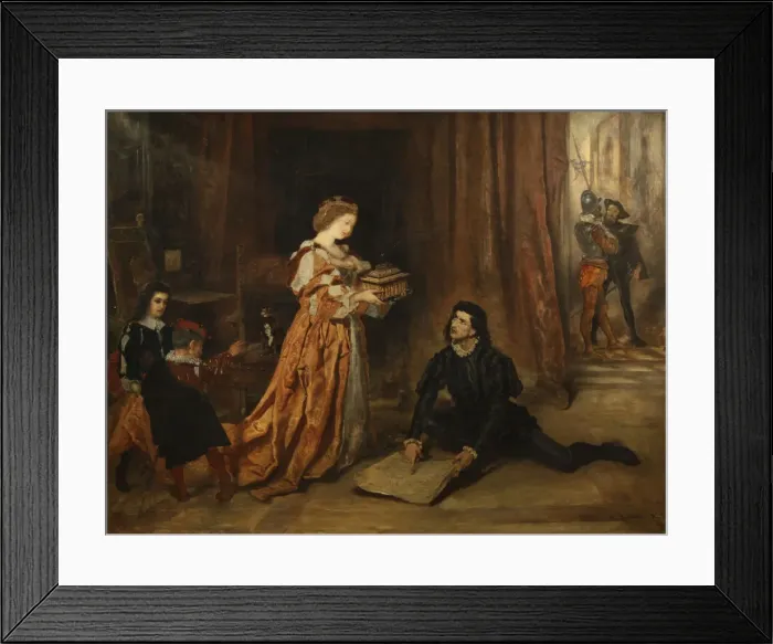 Framed Print : Columbus and Queen Isabella. Artist: Romako, Anton (1832-1889) Framed Print : Columbus and Queen Isabella. Artist: Romako, Anton (1832-1889)