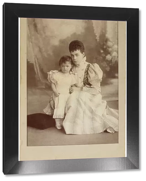 Grand Duchess Xenia Alexandrovna of Russia with Daughter Irina, c. 1882. Artist: Levitsky, Sergei Lvovich (1819-1898)
