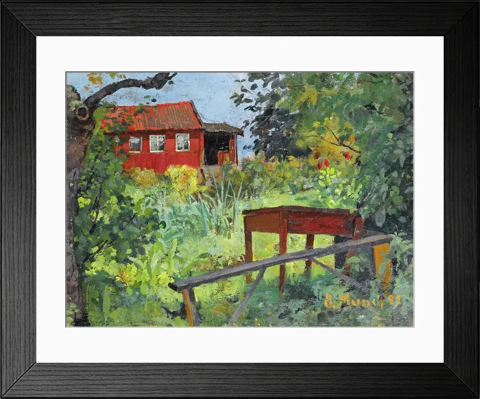 Framed Print : Garden with Red House Framed Print : Garden with Red House