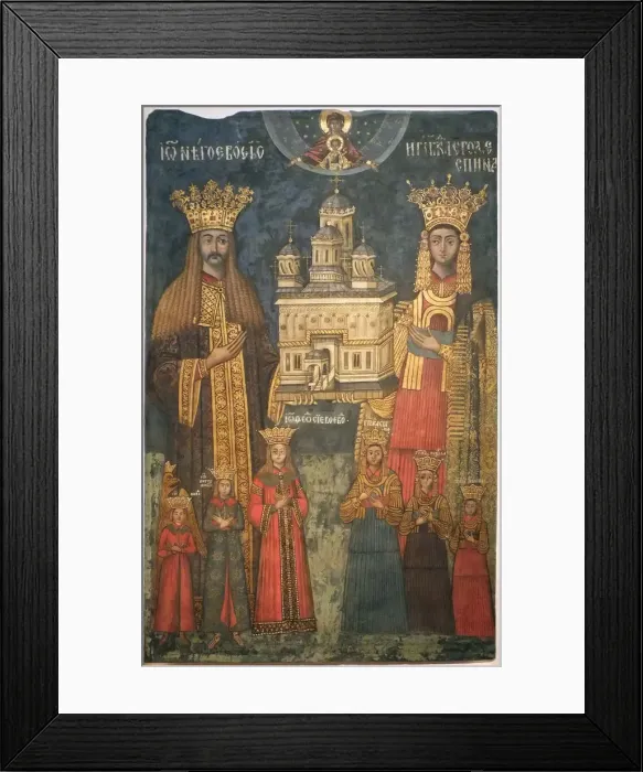 Framed Print : Neagoe Basarab with his wife, Milica and children (From the Curtea de Arges Monastery) Framed Print : Neagoe Basarab with his wife, Milica and children (From the Curtea de Arges Monastery)