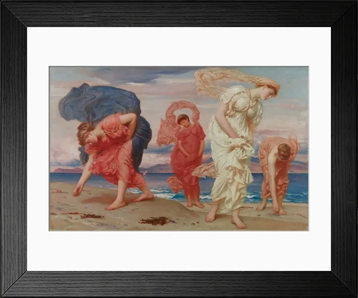 Framed Print : Greek girls picking up pebbles by the sea Framed Print : Greek girls picking up pebbles by the sea
