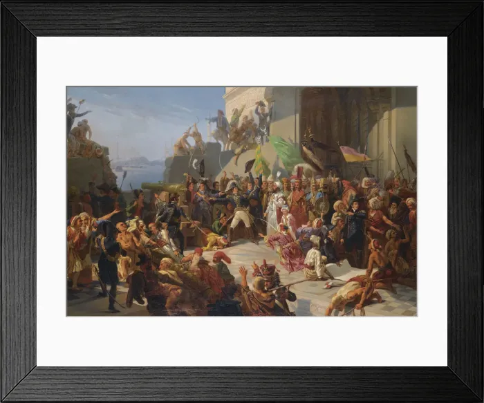 Framed Print : Sultan Selim III visiting General Sebastiani during the defence of Constantinople against the Britis Framed Print : Sultan Selim III visiting General Sebastiani during the defence of Constantinople against the Britis