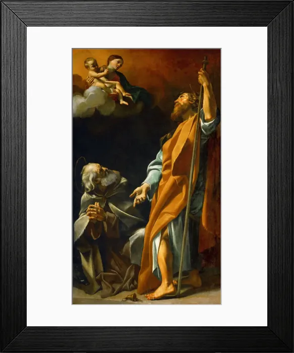 Framed Print : Virgin Mary appears to Saints James and Anthony Abbas Framed Print : Virgin Mary appears to Saints James and Anthony Abbas