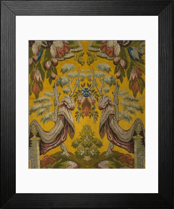 Framed Print : Silk fabric with silver thread, satin ground with a brocaded pattern Framed Print : Silk fabric with silver thread, satin ground with a brocaded pattern