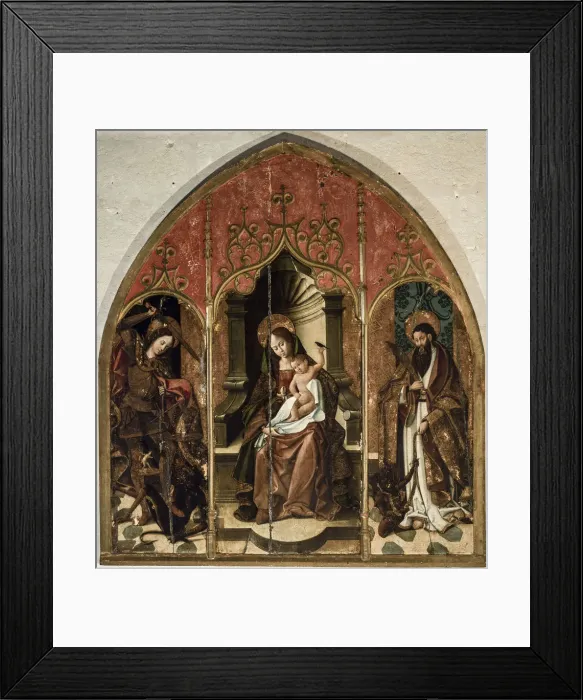 Framed Print : The Virgin and Child with Saints Michael the Archangel and Bartholomew Framed Print : The Virgin and Child with Saints Michael the Archangel and Bartholomew