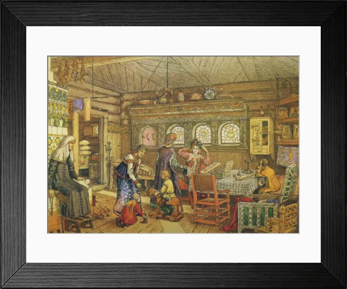 Framed Print : Gornitsa (living chamber) in an Old Russian House of the 16th-17th century Framed Print : Gornitsa (living chamber) in an Old Russian House of the 16th-17th century