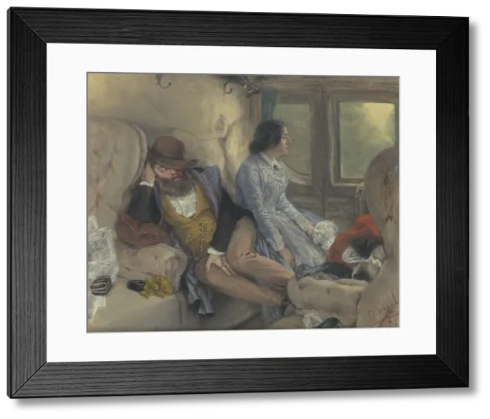 Framed Print : In A Railway Carriage (After A Nights Journey) Framed Print : In A Railway Carriage (After A Nights Journey)