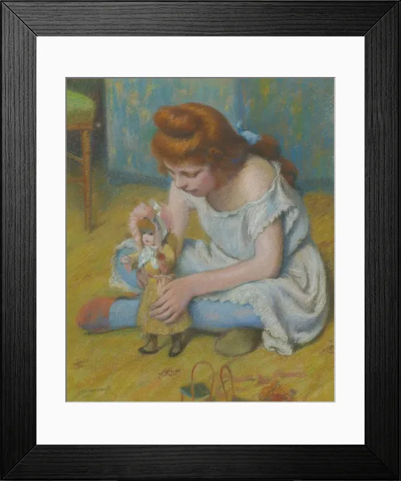 Framed Print : Yung girl playing with a doll Framed Print : Yung girl playing with a doll
