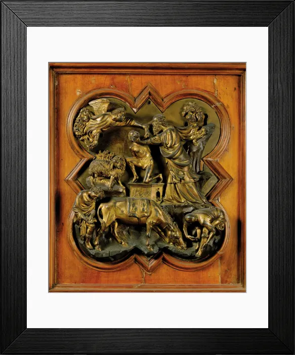 Framed Print : The Sacrifice of Isaac. Panel for doors of the Florence Baptistery Framed Print : The Sacrifice of Isaac. Panel for doors of the Florence Baptistery