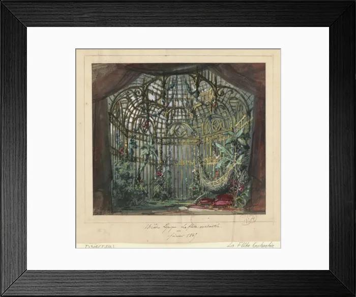 Framed Print : Stage design for the opera Die Zauberflote by Wolfgang Amadeus Mozart, Theatre Lyrique in Paris Framed Print : Stage design for the opera Die Zauberflote by Wolfgang Amadeus Mozart, Theatre Lyrique in Paris