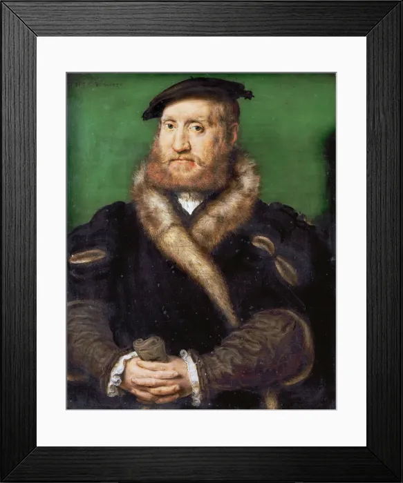 Framed Print : Portrait of a bearded man with fur coat Framed Print : Portrait of a bearded man with fur coat