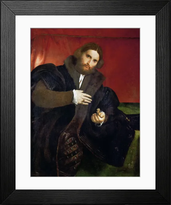 Framed Print : Portrait of a Man with a golden animal claw (Leonino Brembate) Framed Print : Portrait of a Man with a golden animal claw (Leonino Brembate)