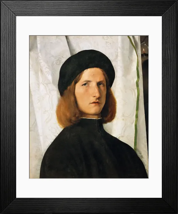 Framed Print : Portrait of a Young Man against a White Curtain Framed Print : Portrait of a Young Man against a White Curtain