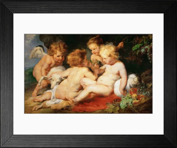 Framed Print : Christ and John the Baptist as Children with two angels Framed Print : Christ and John the Baptist as Children with two angels