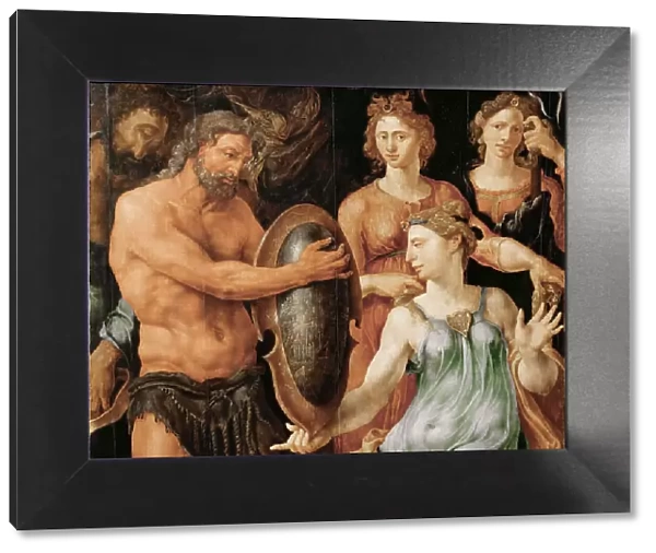 Vulcan hands Thetis the shield for Achilles