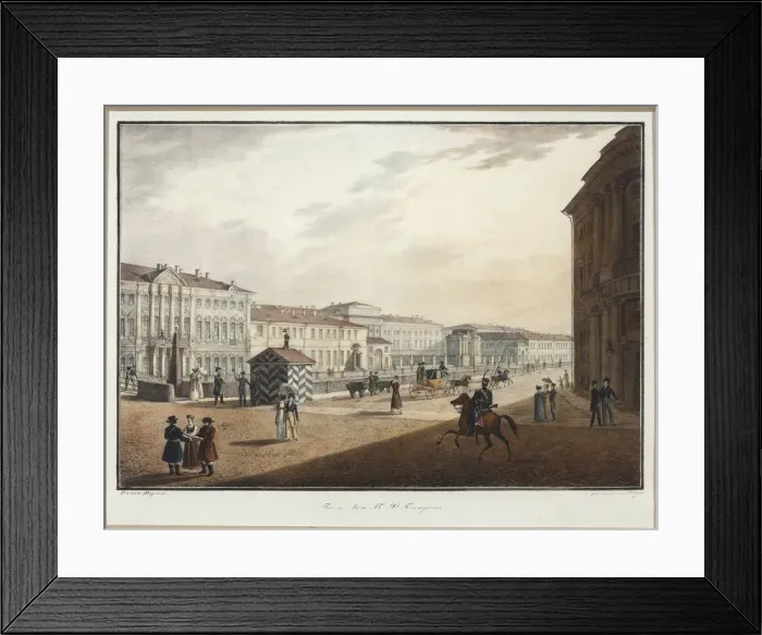 Framed Print : View of the Moika Embankment near the Police Bridge Framed Print : View of the Moika Embankment near the Police Bridge