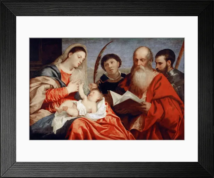 Framed Print : The Virgin and Child with Saints Stephen, Jerome and Maurice Framed Print : The Virgin and Child with Saints Stephen, Jerome and Maurice