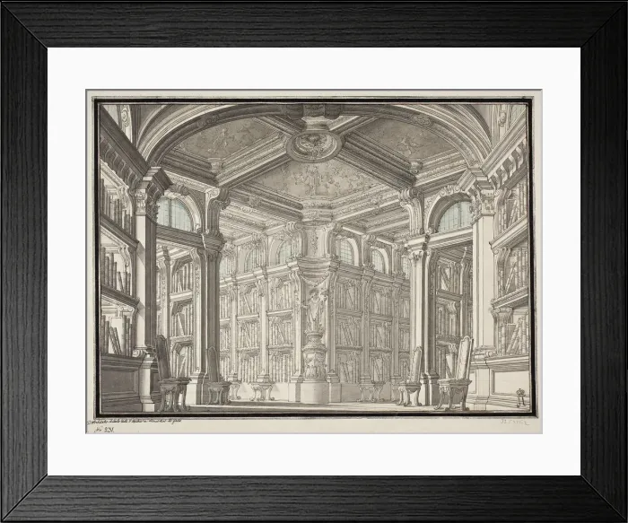 Framed Print : Design for the interior decoration of a Library, Mid of the 18th cen