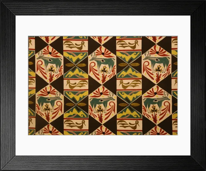 Framed Print : Textile design with American Indian motifs, ca 1923 Framed Print : Textile design with American Indian motifs, ca 1923